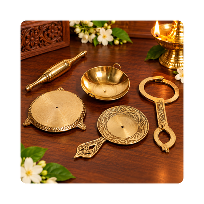 Mahita Collections Brass Miniature Indian Kitchen Set