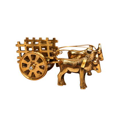 Mahita Collections Brass Vintage Bullock Cart with Farmer
