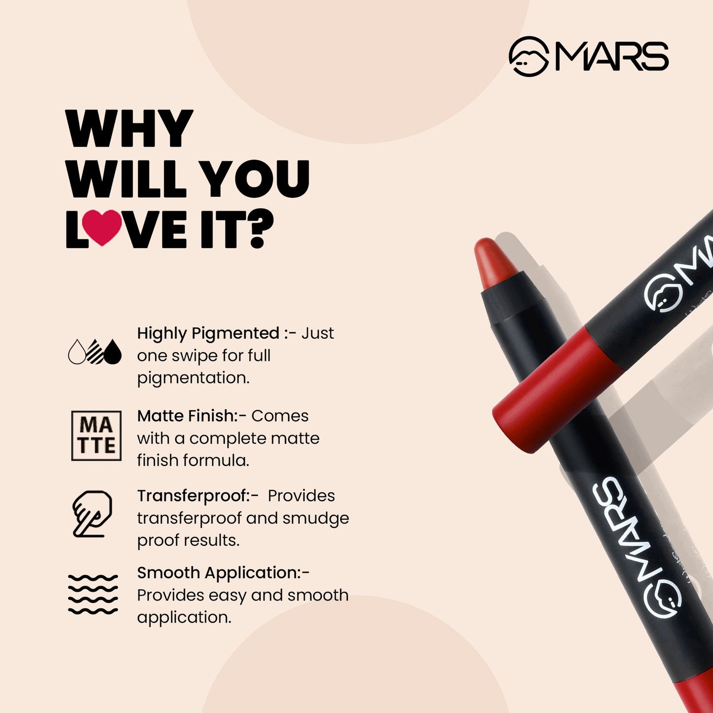 Mars Matte Lip Crayon | Won't Smudge Won't Budge