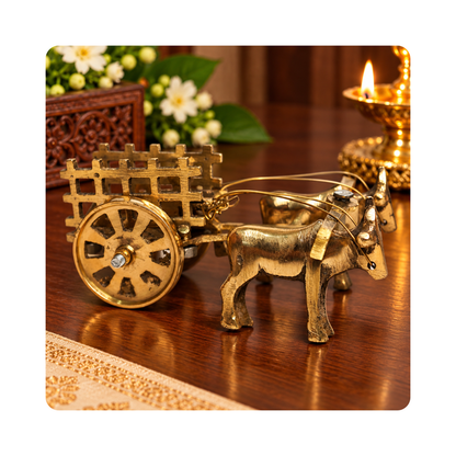 Mahita Collections Brass Vintage Bullock Cart with Farmer