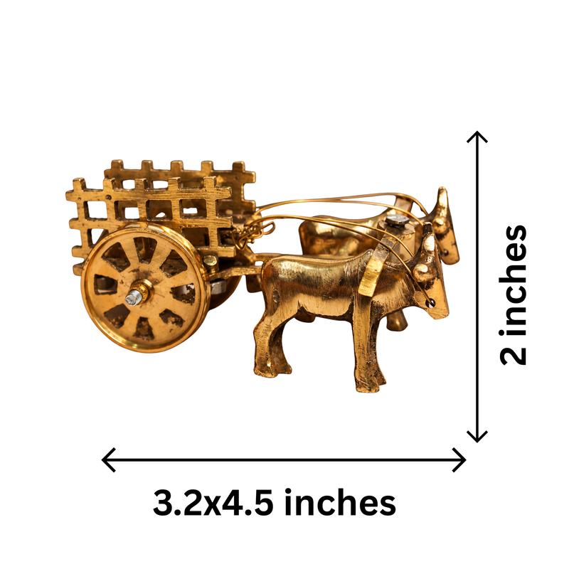 Mahita Collections Brass Vintage Bullock Cart with Farmer