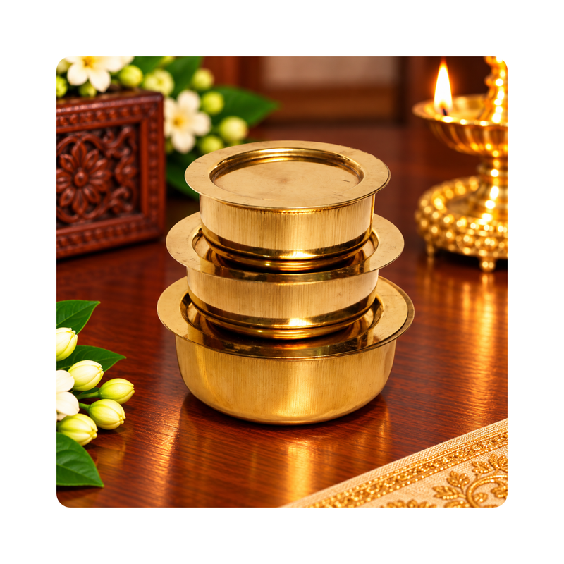 Mahita Collections Miniature Brass Bagona Set of 3