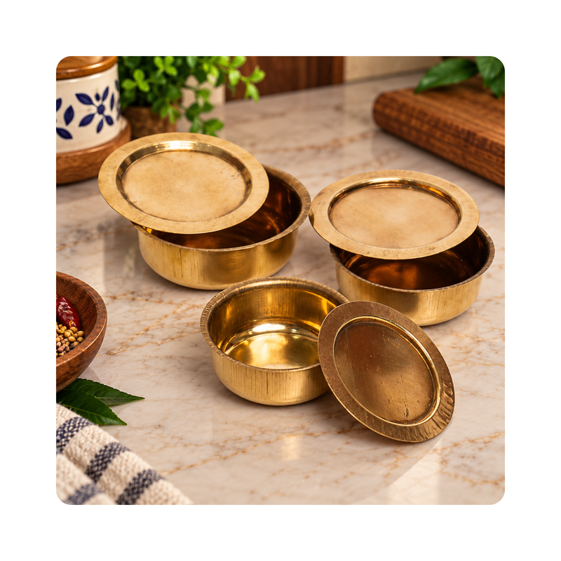 Mahita Collections Miniature Brass Bagona Set of 3