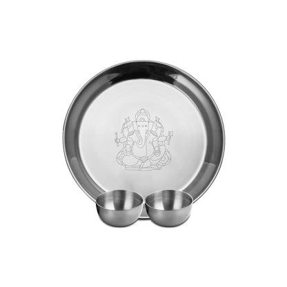 Shri & Sam Stainless Steel Pooja Thali Set Ganesh