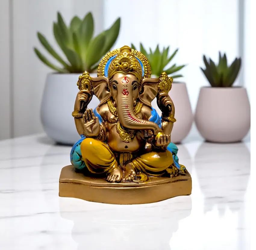 Lord Ganesha Idol for Home & Temple | Premium Golden & Multicolor Ganesh Ji Murti