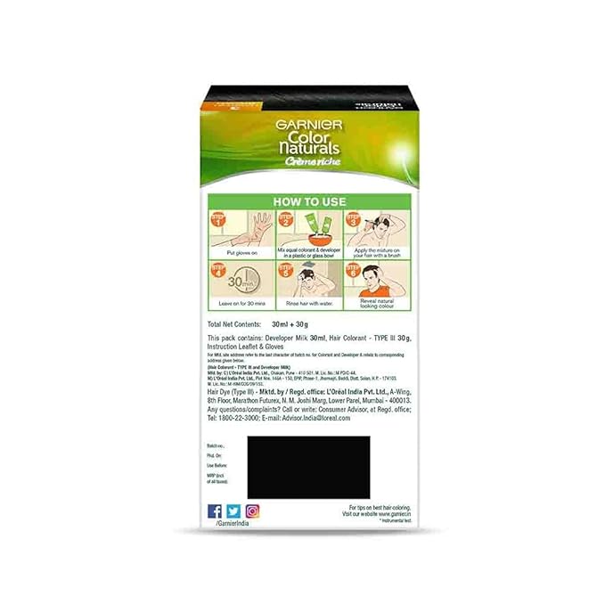 Garnier Color Naturals Creme Riche Men Hair Color - Shade 3 Darkest Brown - PUSHMYCART