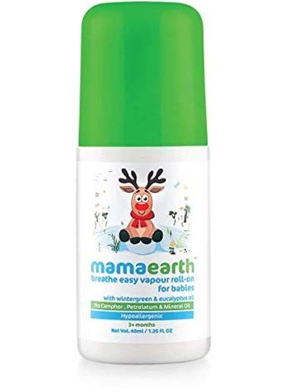 Mamaearth Natural Breathe Easy Vapour Rollon for Cold & Nasal Congestion with Wintergreen & Eucalyptus Oil