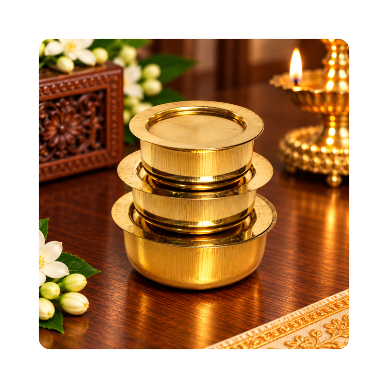 Mahita Collections Miniature Brass Bagona Set of 3
