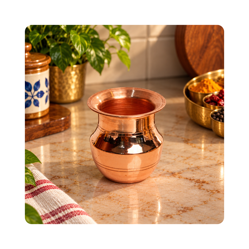 Mahita Collections Indian Copper Kalash Traditional Pooja Water Pot