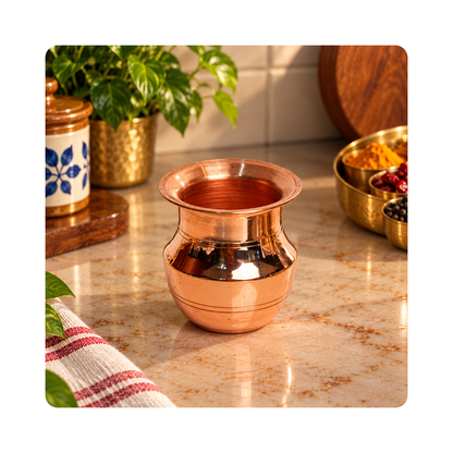 Mahita Collections Indian Copper Kalash Traditional Pooja Water Pot