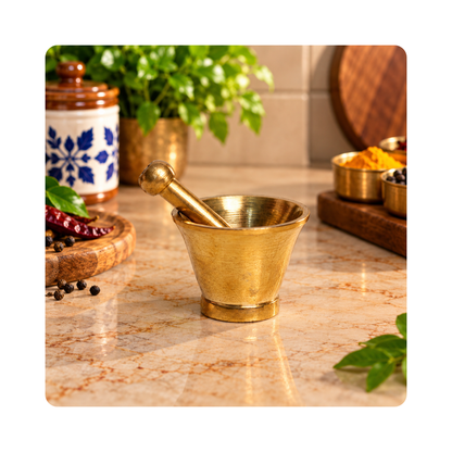 Mahita Collections Brass Small Mortar and Pestle