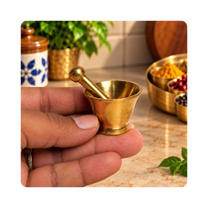 Mahita Collections Brass Small Mortar and Pestle