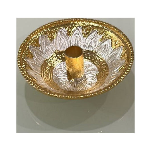 Pure Silver Gold Coated Diya