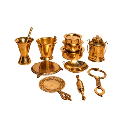Mahita Collections Brass Miniature Kitchen Set for Home Decor
