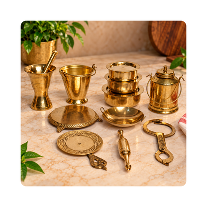 Mahita Collections Brass Miniature Kitchen Set for Home Decor