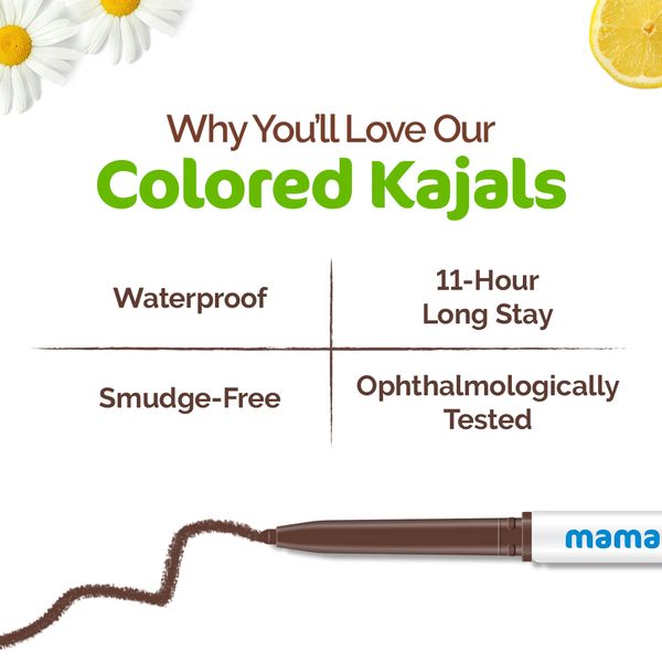 Mamaearth Long Stay Colored Kajal for 11|Hour| Woody Brown