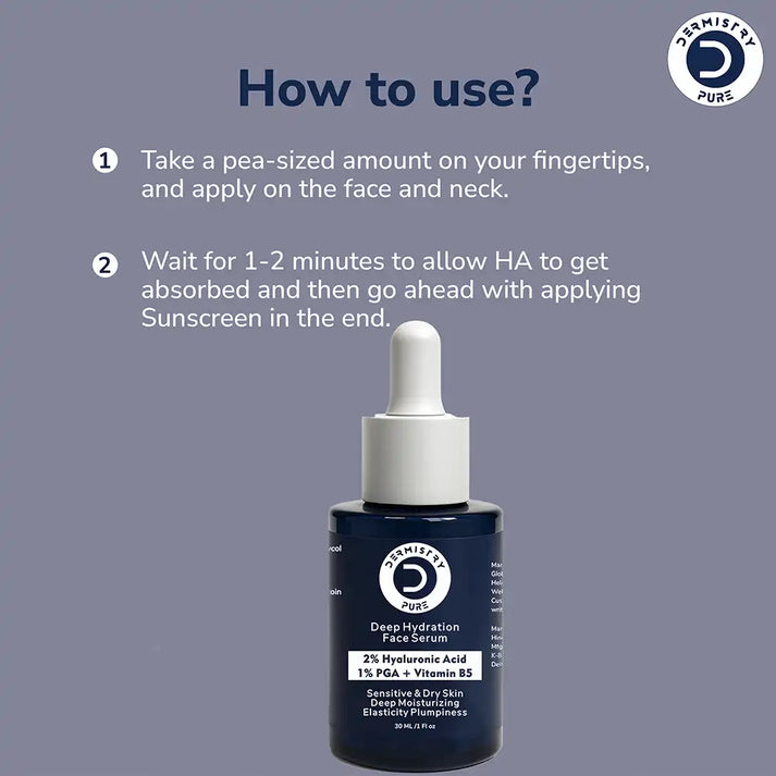 Dermistry Deep Hydration Face Serum – 2% HA| PGA & B5 | Dermistry Pure