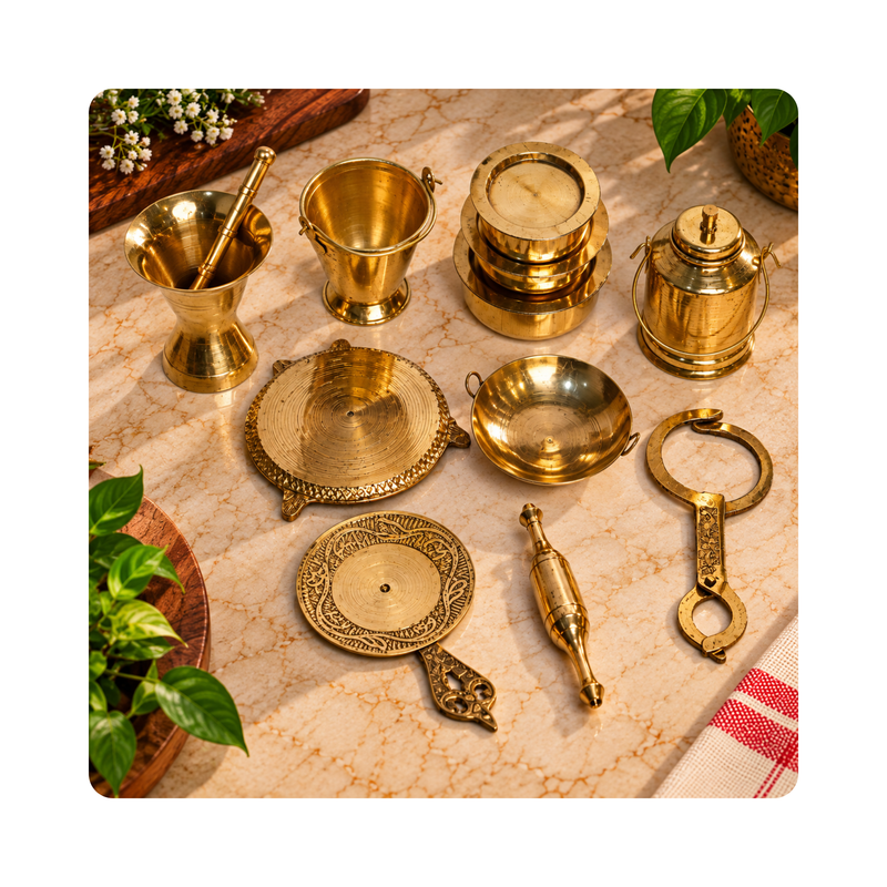 Mahita Collections Brass Miniature Kitchen Set for Home Decor