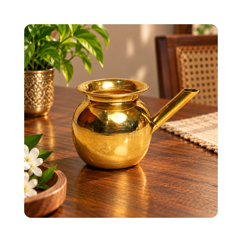 Mahita Collections Brass Lota with Spout Traditional Kalash