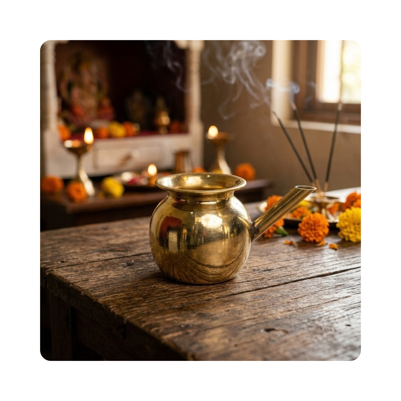 Mahita Collections Brass Lota with Spout Traditional Kalash
