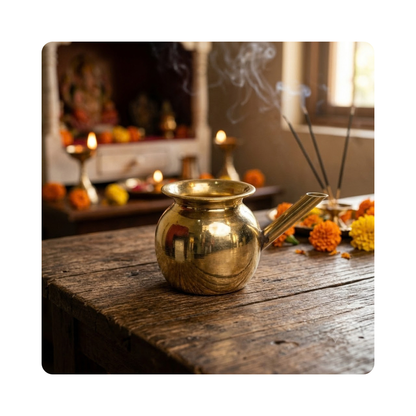 Mahita Collections Brass Lota with Spout Traditional Kalash