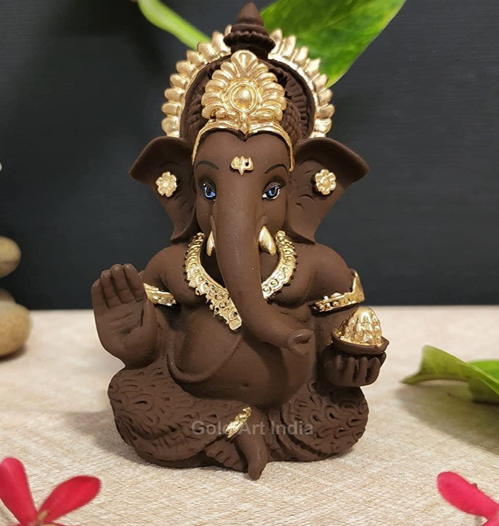Gold Art India Brown Terracotta Idol for Ganesh Idol