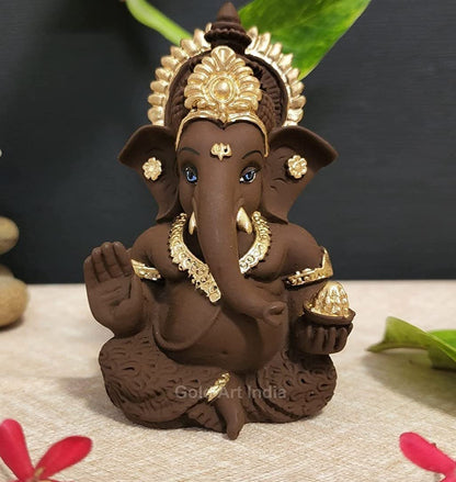 Gold Art India Brown Terracotta Idol for Ganesh Idol