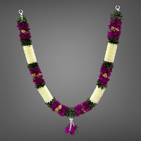 SHRI MATAJI Store Artificial Mala for God Photo Frame (Radish and White)