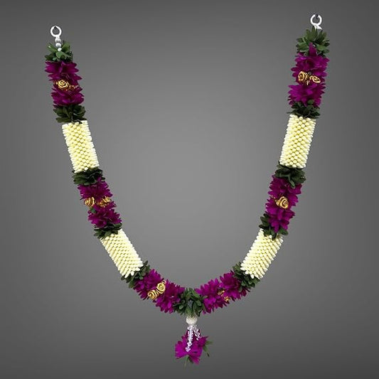 SHRI MATAJI Store Artificial Mala for God Photo Frame (Radish and White)