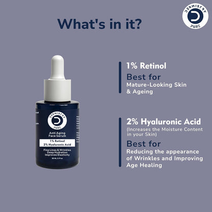 Dermistry 1% Retinol 2% Hyaluronic Acid Face Serum for Skin Care