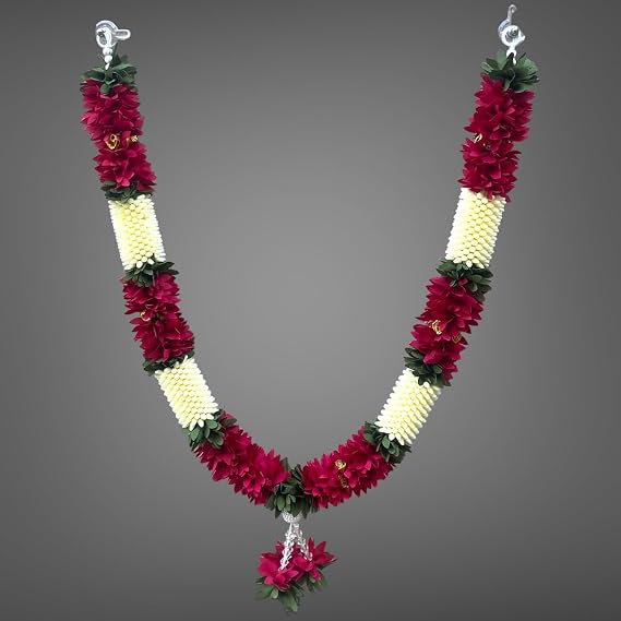 SHRI MATAJI Store Artificial Mala for God Photo Frame Maroon