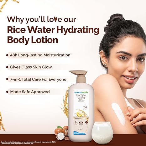 Mamaearth Rice Water Hydrating Body Lotion - PUSHMYCART