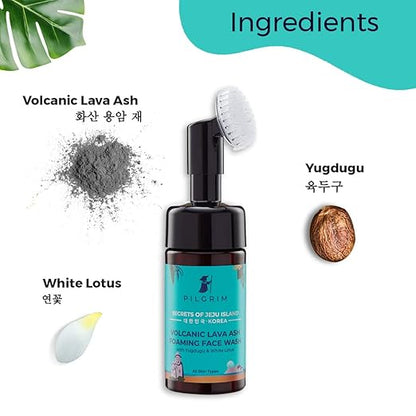 Pilgrim Korean Volcanic Lava Ash Foaming Face Wash with Yugdugu & White Lotus