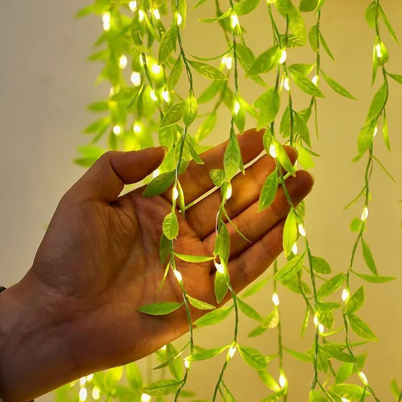 One94Store Artificial Leaf Curtain Lights 200 LED Warm White Fairy String Lights