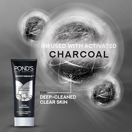 Pond's Bright Miracle Detox Facewash | 10X Power of Activated Charcoal