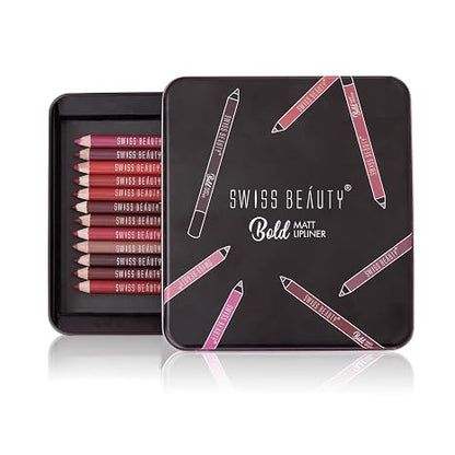 Swiss Beauty Bold Matt Lip Liner | Set of 12