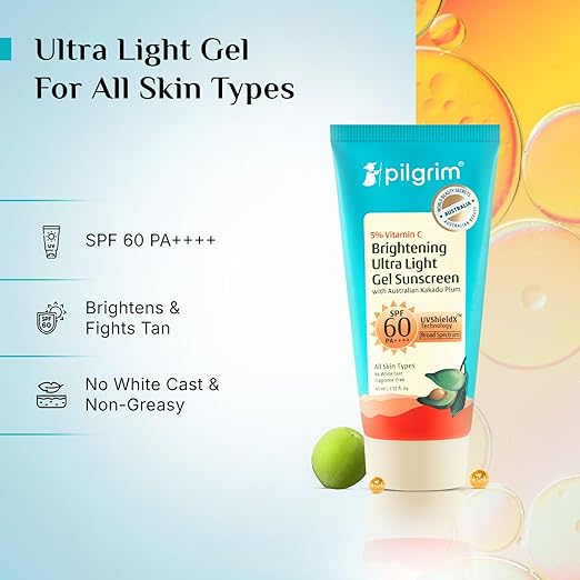 Pilgrim 5% Vitamin C Brightening Ultra Light Gel Sunscreen SPF 60 PA++++