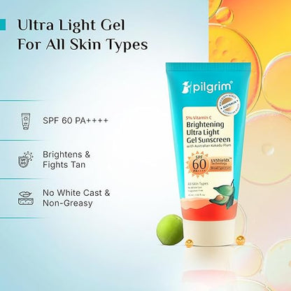 Pilgrim 5% Vitamin C Brightening Ultra Light Gel Sunscreen SPF 60 PA++++
