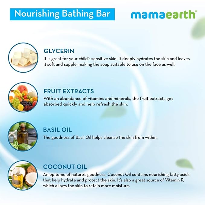 Mamaearth Fruit based Nourishing Clear Bathing Bar Baby Antibacterial Soap - PUSHMYCART