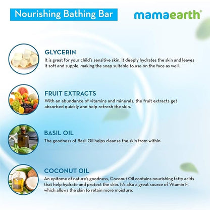 Mamaearth Fruit based Nourishing Clear Bathing Bar Baby Antibacterial Soap - PUSHMYCART