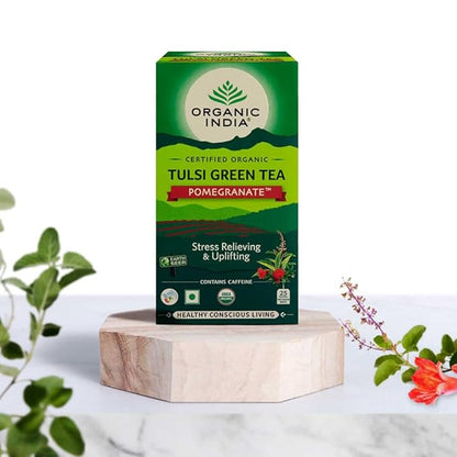 Organic India Tulsi Green Tea Pomegranate - PUSHMYCART
