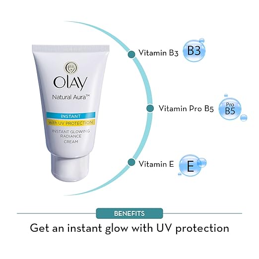 Olay Cream Natural Aura Vitamin B3, Pro B5, E With Uv Protection,40 Gm