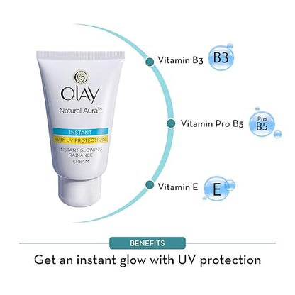 Olay Cream Natural Aura Vitamin B3, Pro B5, E With Uv Protection,40 Gm