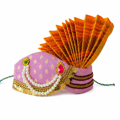 HALDI MEHENDI SHAADI Ganpati Mukut Ganesh Pheta Decoration Light pink