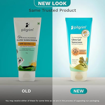 Pilgrim 2% Niacinamide Glow Sunscreen SPF 50 ++++ with Spanish Squalane