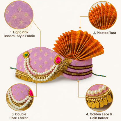 HALDI MEHENDI SHAADI Ganpati Mukut Ganesh Pheta Decoration Light pink