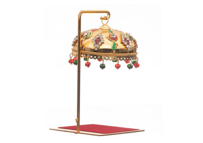 Metal Chhatra Umbrella with Hanging Crystals Office Desk, or Table Showpiece (M 66)
