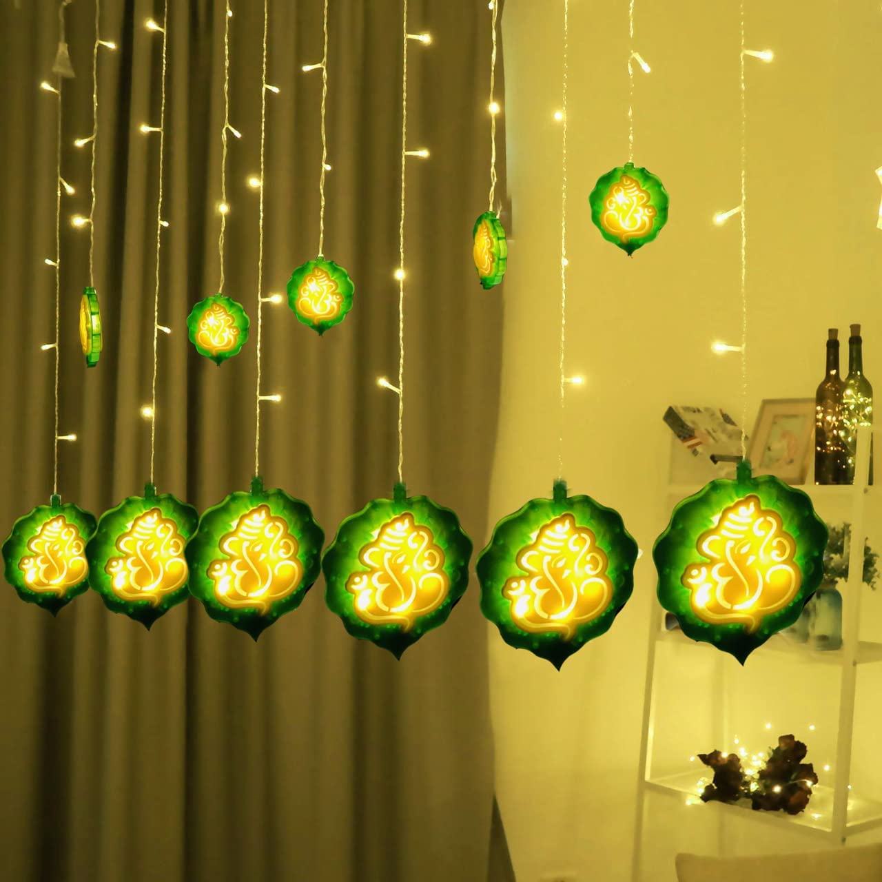 fizzytech Leaf Ganesh Curtain LED String Lights 