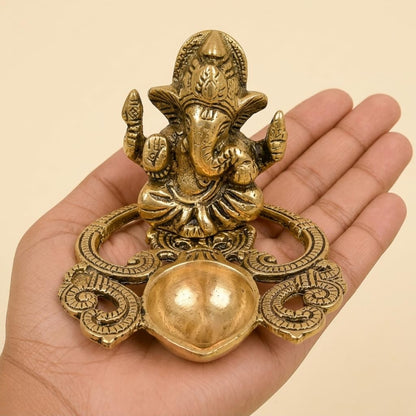 CraftVatika Ganesha Idol with Diya Stand Ganesha Diya Deepak Oil Lamp