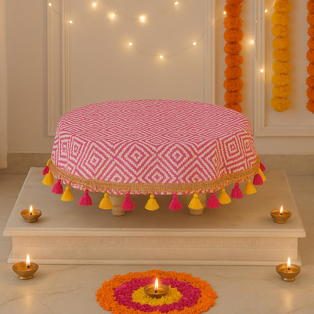 Pooja Aasan Cloth for Temple Idol| Designer Puja Chowki Tassel Mat
